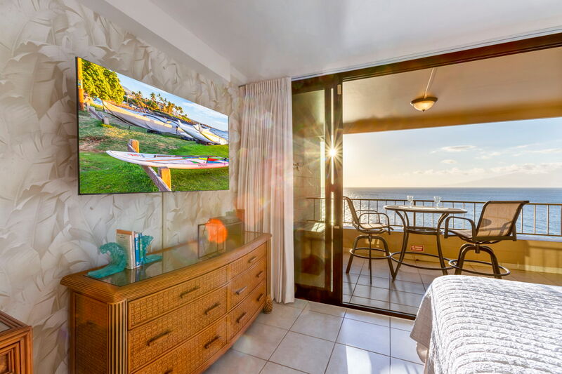 Maui Kai 806 ocean views from bedroom with California King bed and Beautyrest mattress